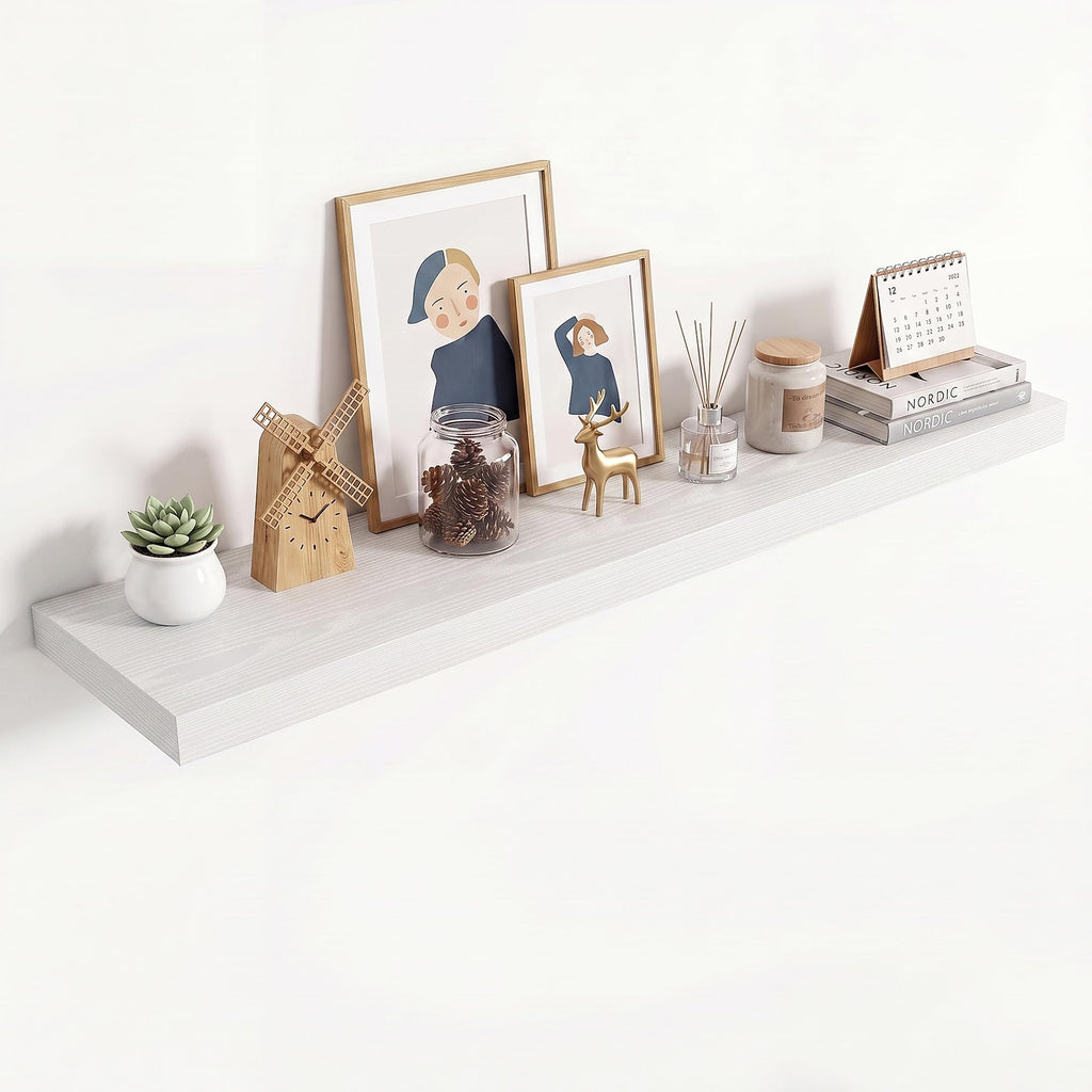 36in Floating Shelves for wall Set of 2, Black Wall Mounted Shelf 9.3in Deep for Wall Decor, Hanging Shelf 1.5in Thick for Living Room, Bedroom, Bathroom, Kitchen, Office