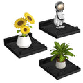 RYOFOBETTO Floating Shelves for Wall Decor Bathroom Shelves Over Toilet, Farmhouse Wall Shelves for Living Room, Bedroom, Picture Frames, Plants, Kitchen (Black, Set of 3)