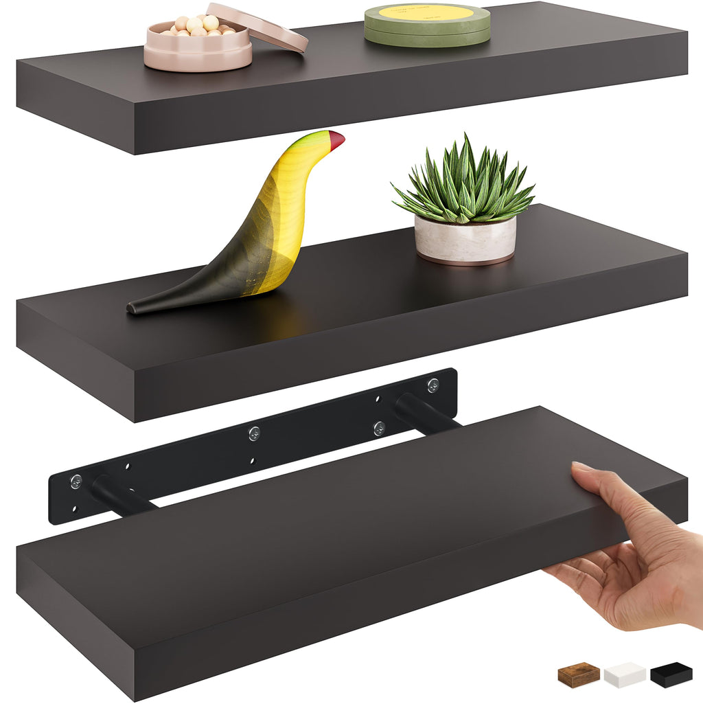 Ballucci Floating Shelf, 36" Hanging Shelf with Invisible Brackets, Wooden Floating Shelves for Walls, Book Shelf, Wall Shelves for Home Office, Bathroom, Living Room, 6 inch Deep, Gray