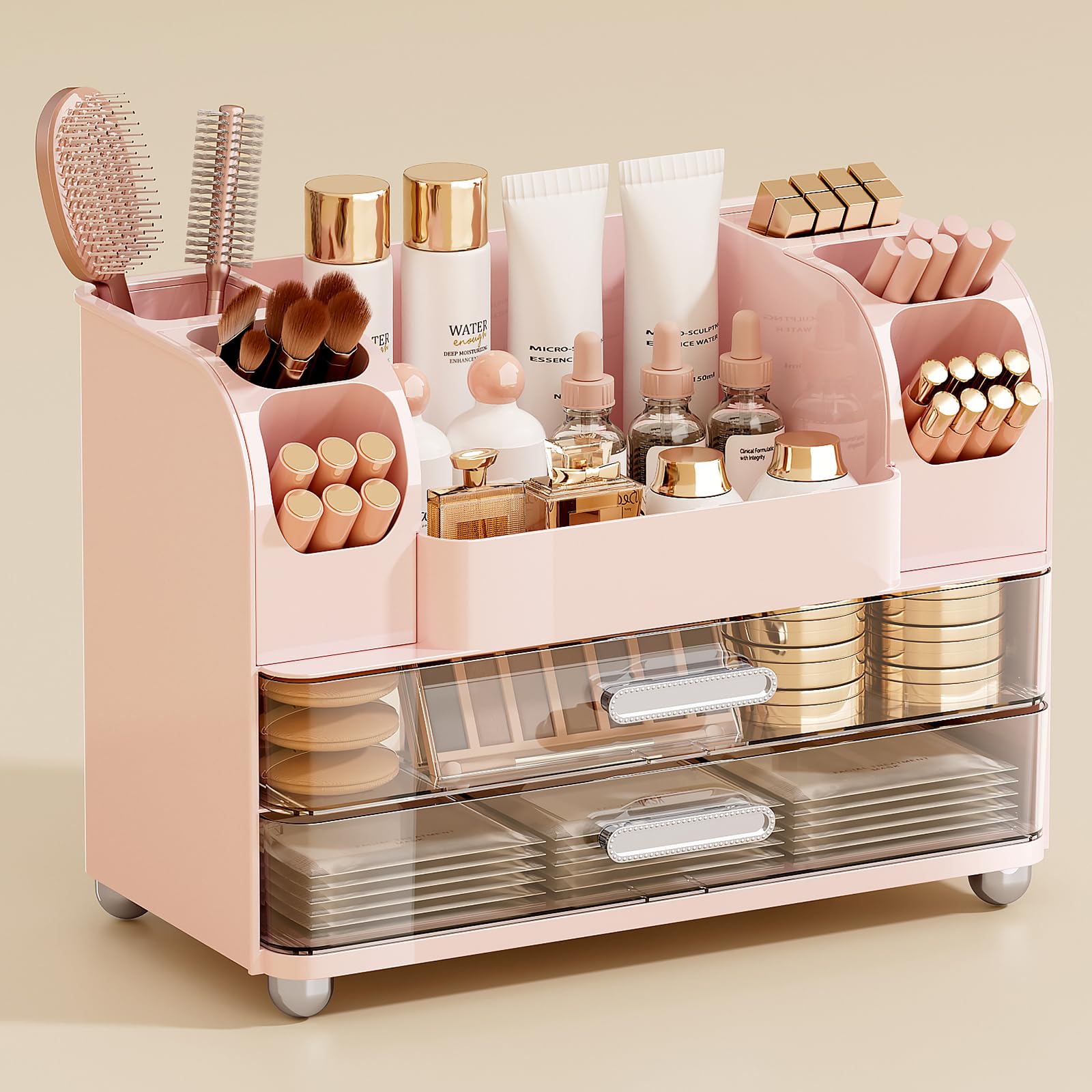 UFORU Makeup Organizer Countertop with 2 Large Drawers for Vanity Bathroom