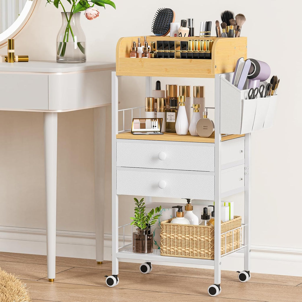 Snughome Makeup Organizer, Floor Skincare Organizers Cart with Drawers