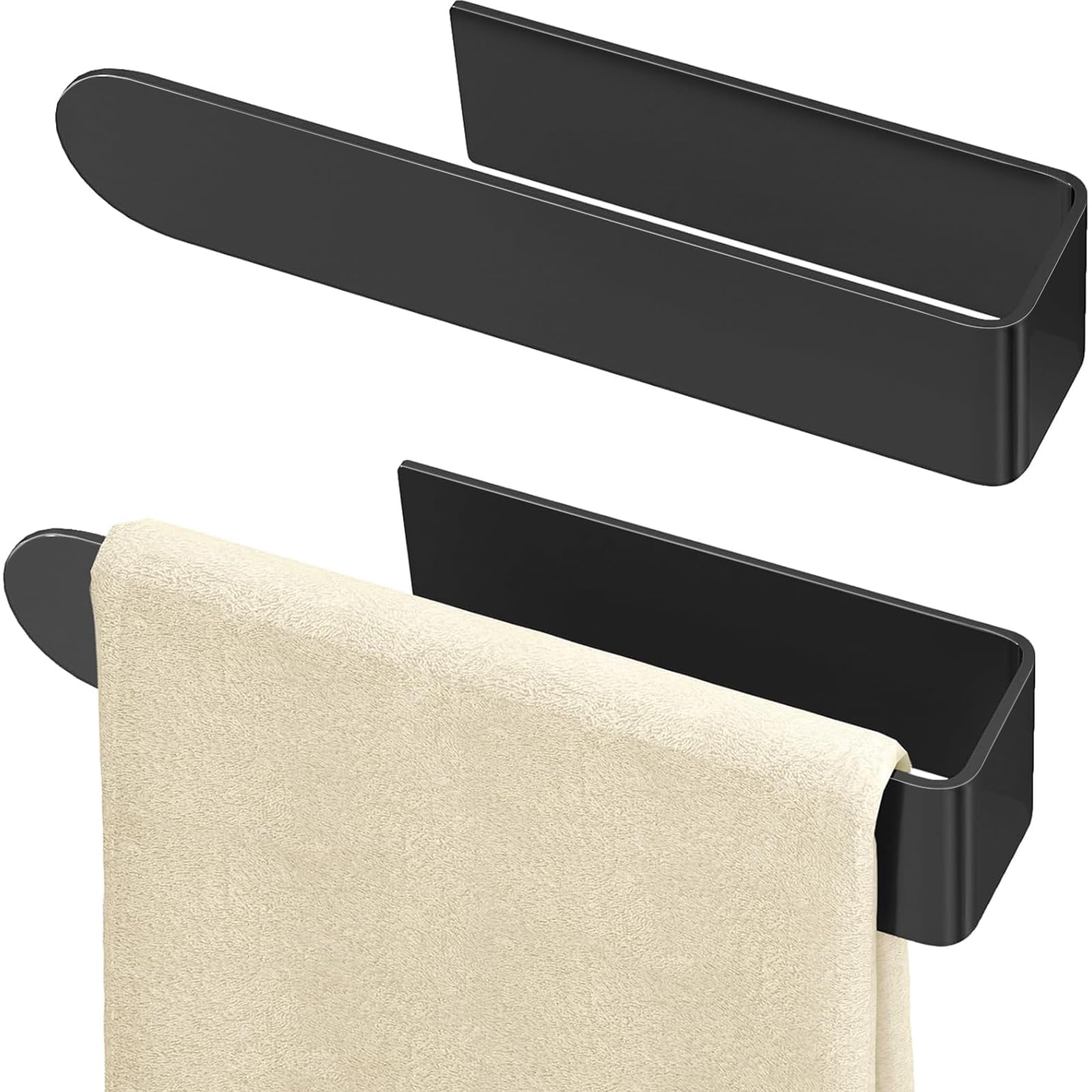 Bethom Hand Towel Holder, 8 Inch Self Adhesive Towel Racks Black, 2 Pack