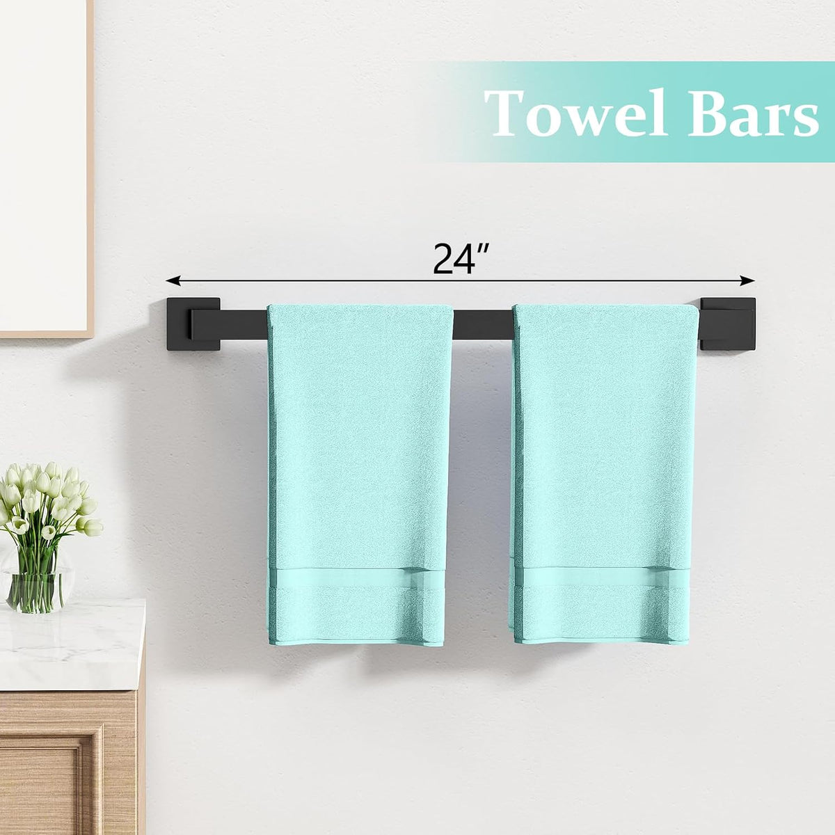 FEILERN 20-Piece Matte Black Bathroom Hardware Set, 24 Inch Towel Bar Set