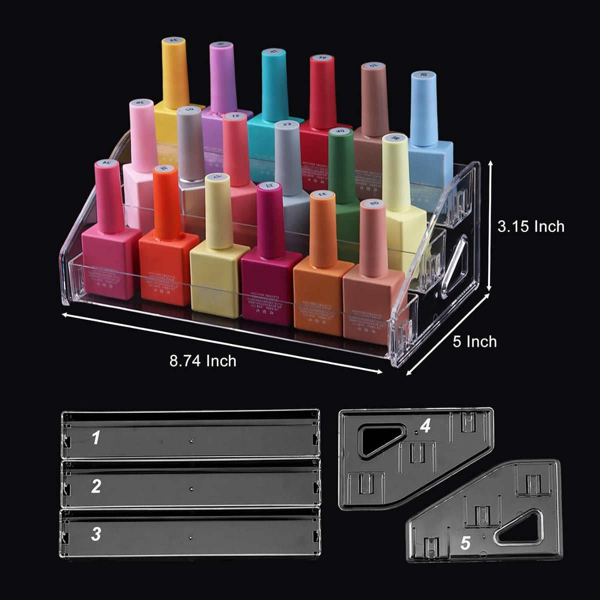 SUTOKAKA 3-Tier Acrylic Nail Polish Organizer Stand for Perfume & Cosmetic