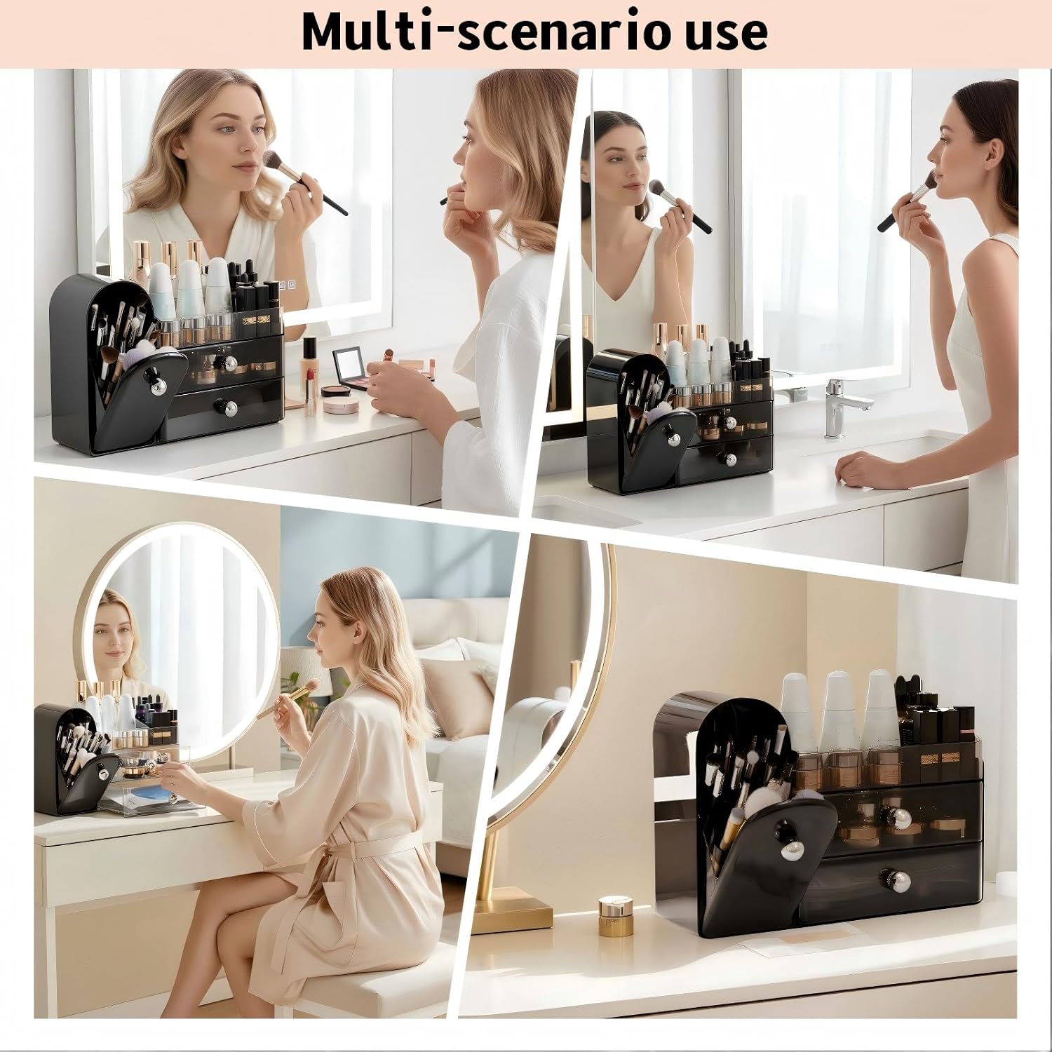 Makeup Organizer for Vanity with Brush Holder,Skincare Organizer