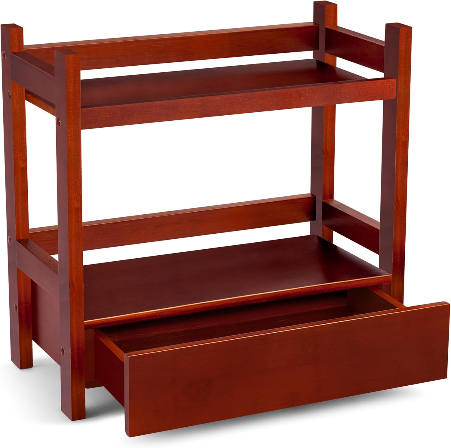 Sorbus Bamboo Bathroom Counter Organizer – 2-Tier Shelf with Hidden Drawer for Vanity, Matcha Station, Bathroom Sink Organizer Countertop, Kitchen & Office Storage (13″ L x 6.5″ W x 12.6″ H) (Brown)