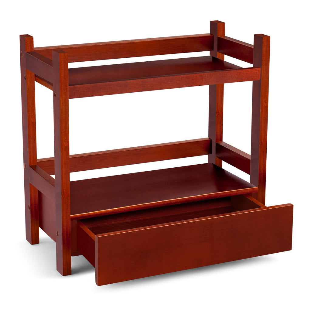 Sorbus Bamboo Bathroom Counter Organizer – 2-Tier Shelf with Hidden Drawer for Vanity, Matcha Station, Bathroom Sink Organizer Countertop, Kitchen & Office Storage (13″ L x 6.5″ W x 12.6″ H) (Brown)