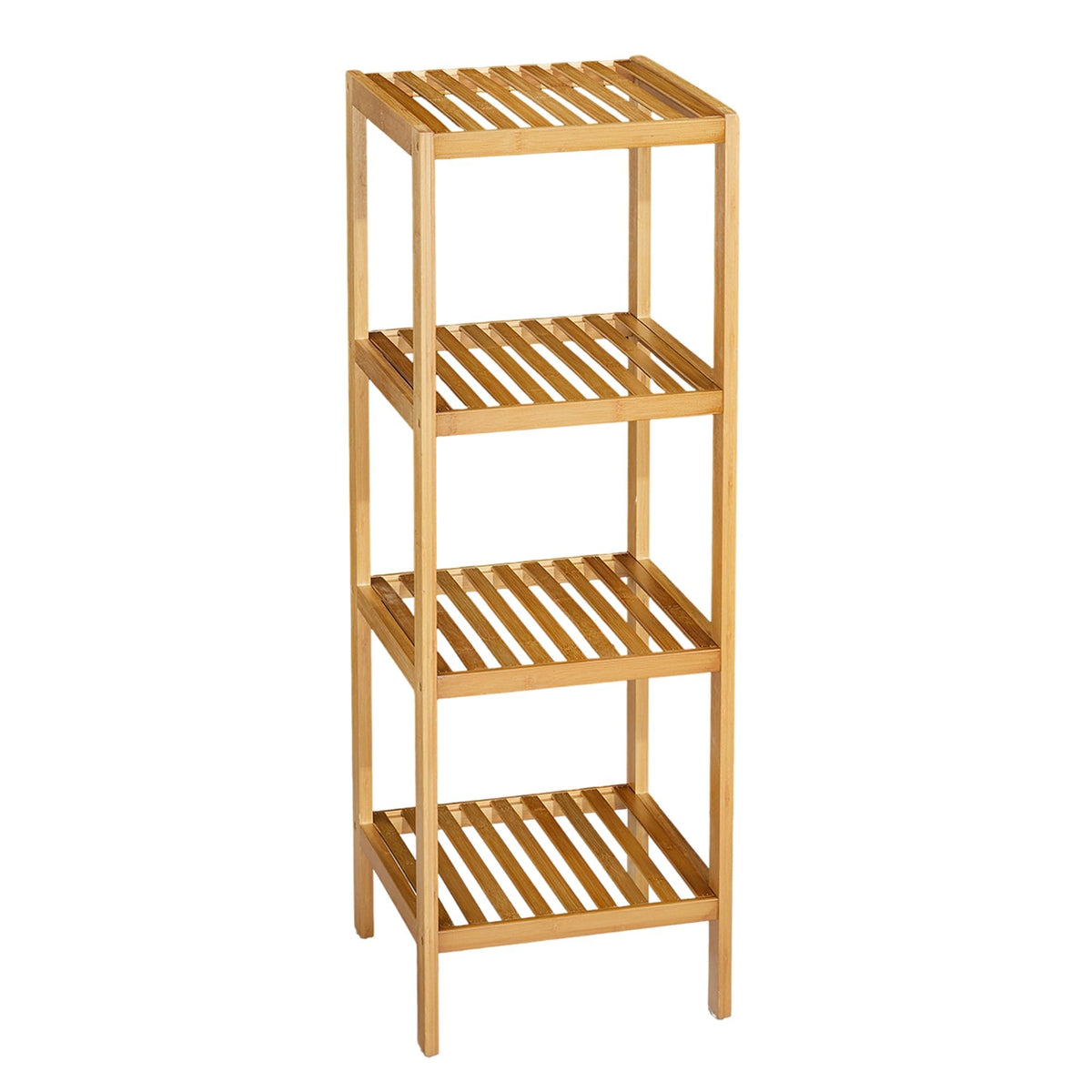 4 Tier Bathroom Shelf, Waterproof Bamboo Shelf for Bathroom