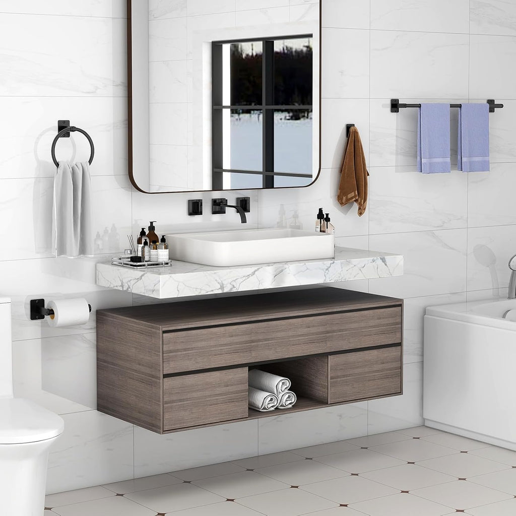 KLJKPA 10-Piece Bathroom Accessories Set, 24 inch Towel Bar