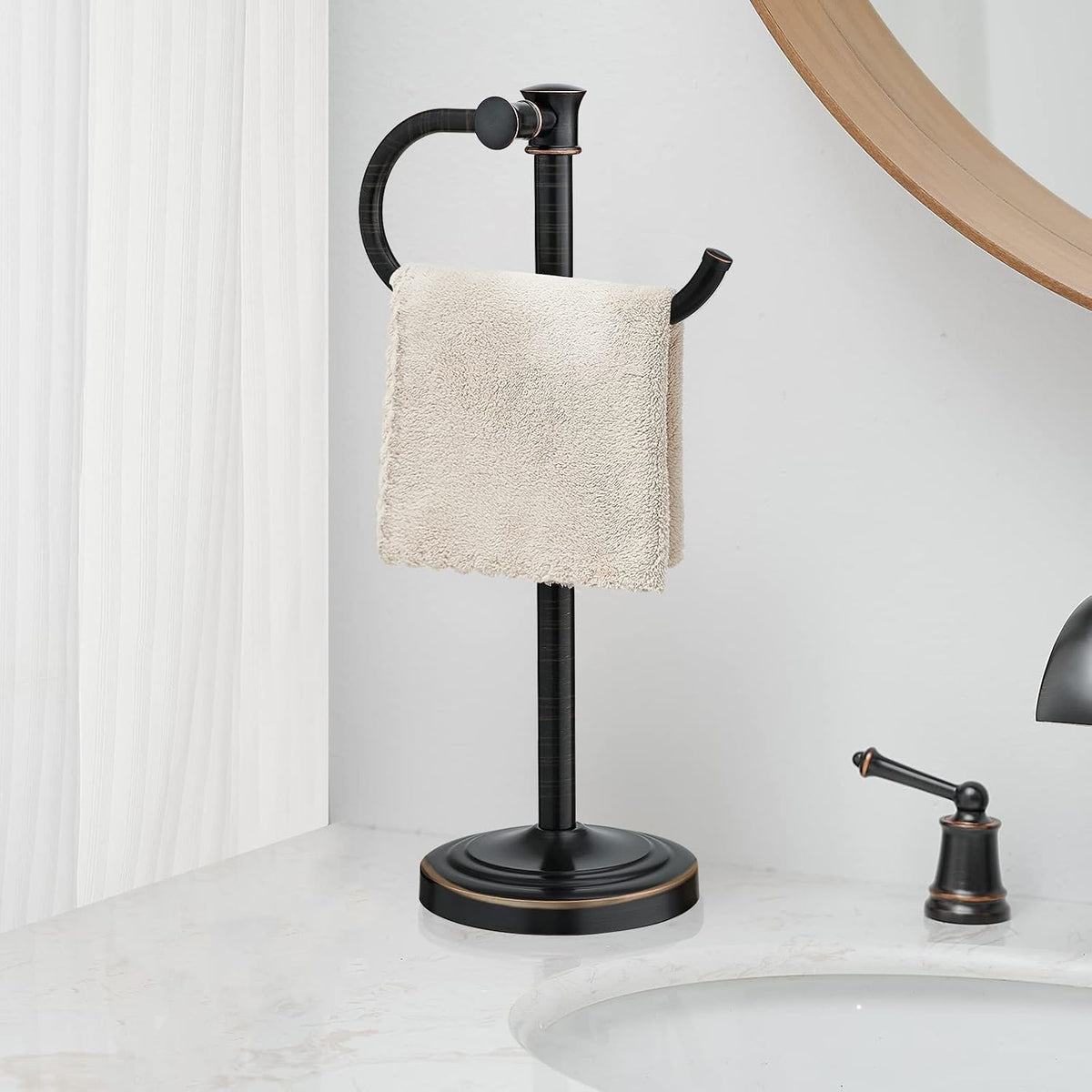 BESy Stand Hand Towel Holder, Countertop Towel Bar, Oil Rubbed Bronze