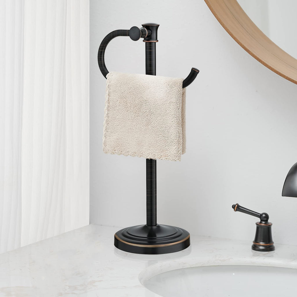 BESy Stand Hand Towel Holder, Countertop Towel Bar, Oil Rubbed Bronze