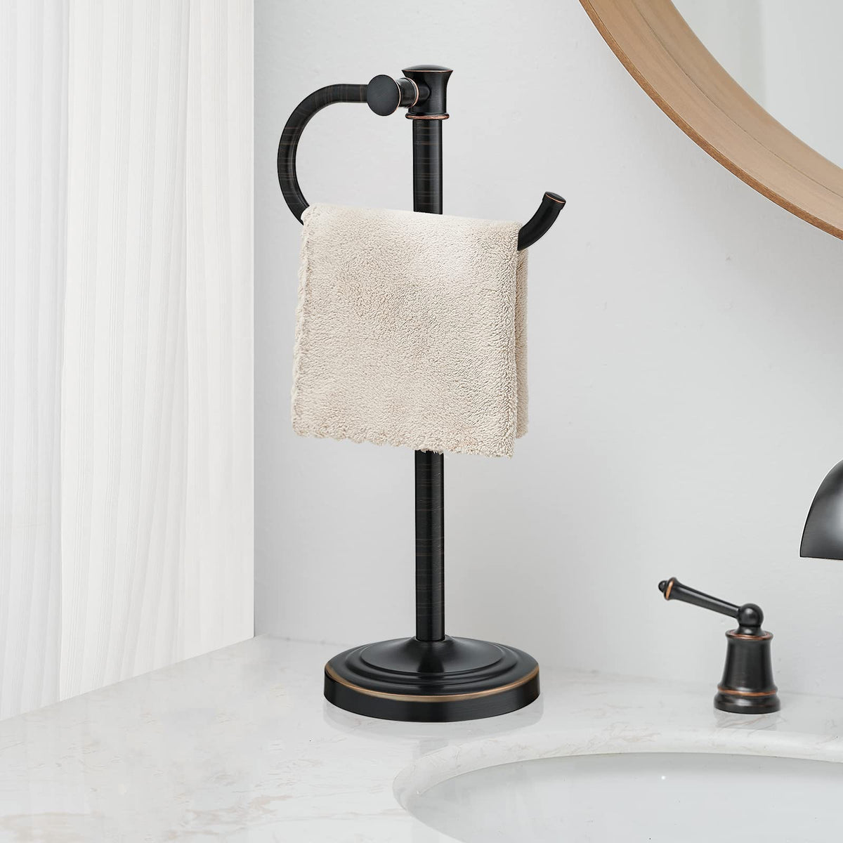 BESy Stand Hand Towel Holder, Countertop Towel Bar, Oil Rubbed Bronze