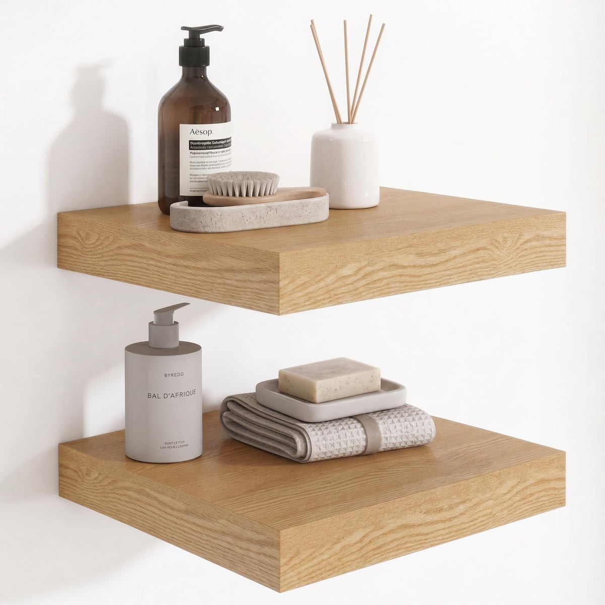 Deep Floating Shelves for Wall, 12 Inch Wide Small Wall Shelves Set of 2, 2 Inch Thick Invisible Wall Mounted Shelves for Bathroom Bedroom Nursery,Walnut Color