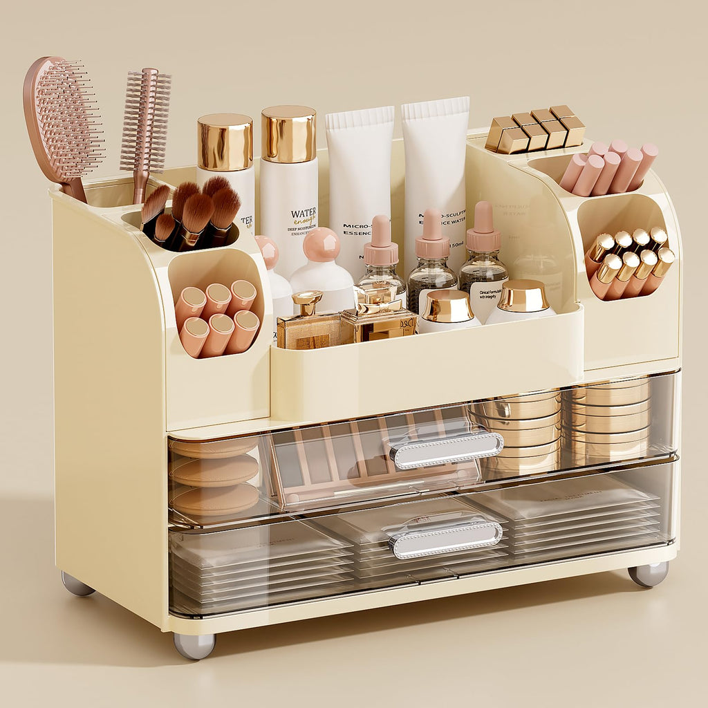 UFORU Makeup Organizer Countertop with 2 Large Drawers for Vanity Bathroom