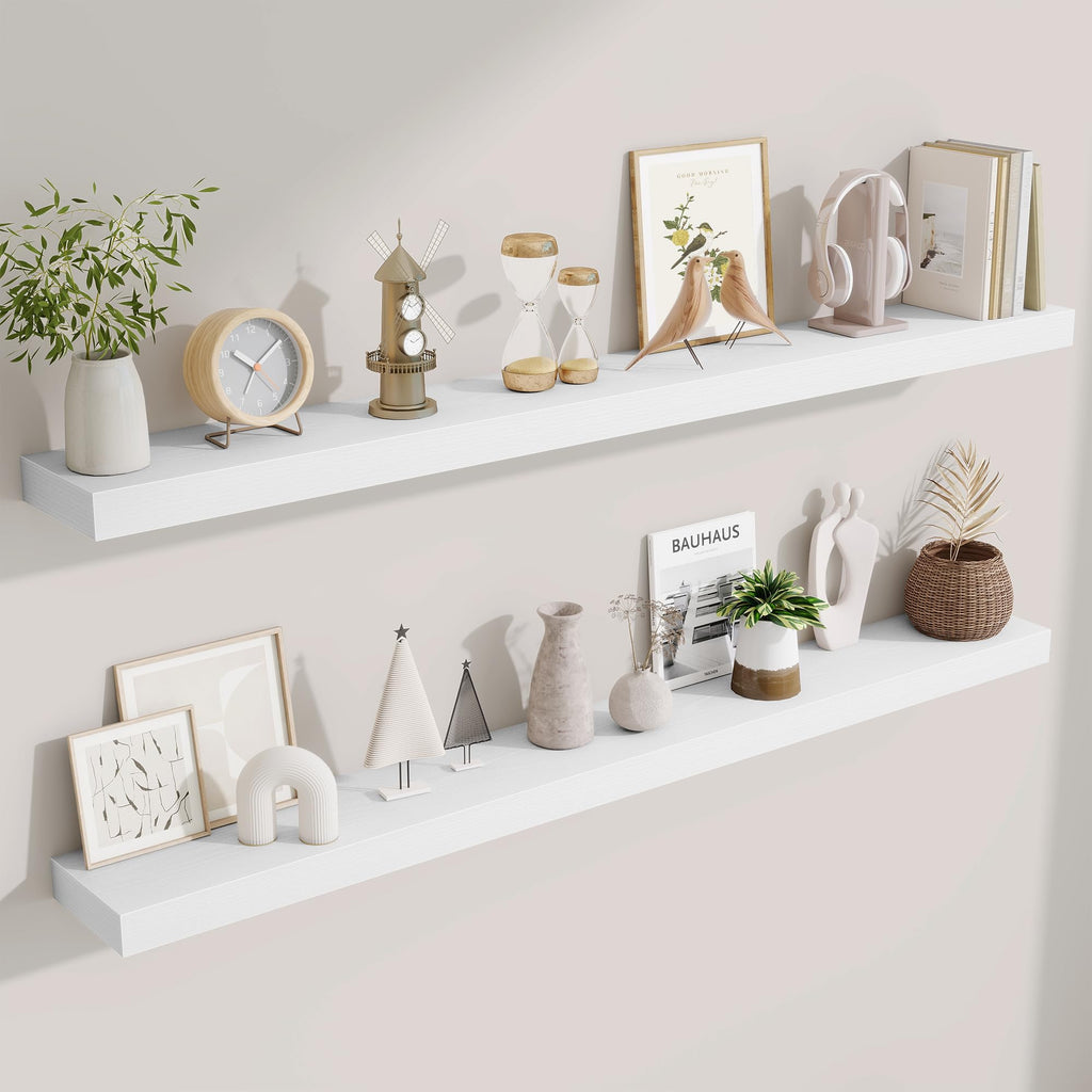 Fun Memories Floating Shelves Bathroom for Wall Mounted Shelves, 20 Inch Wood Shelf Set of 2, Home Storage & Display Decor, Walnut