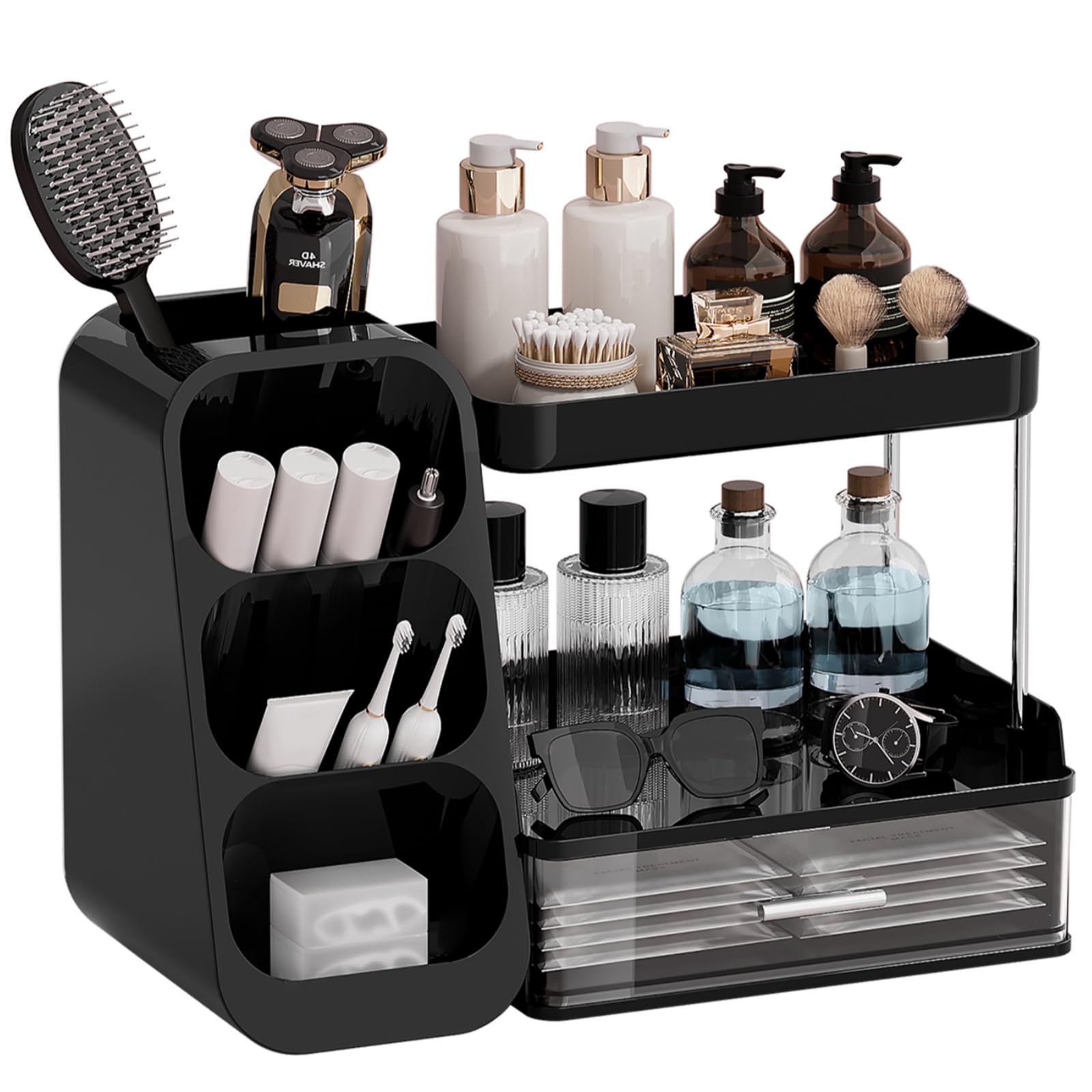 UFORU Makeup Organizer Countertop with Brush Holder for Vanity Bathroom