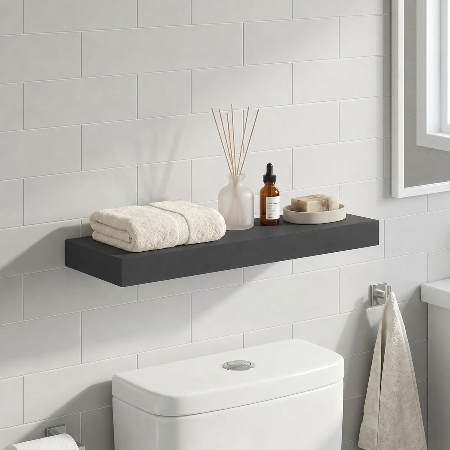 Furinno Tanna Floating Shelves for Wall, Bathroom Wall Shelf, Americano