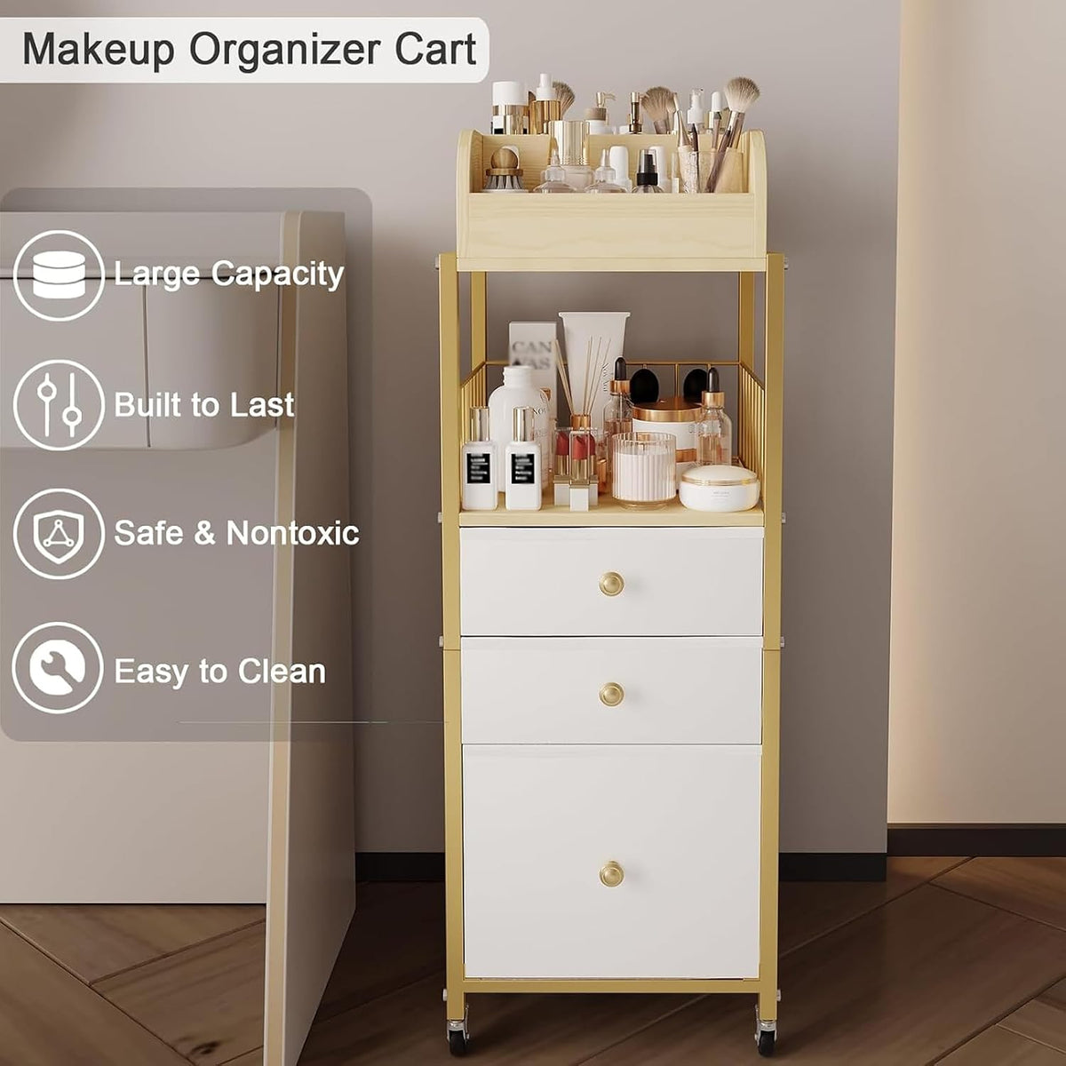 Makeup Organizer Cart with Drawers Make Up Organizers for Vanity