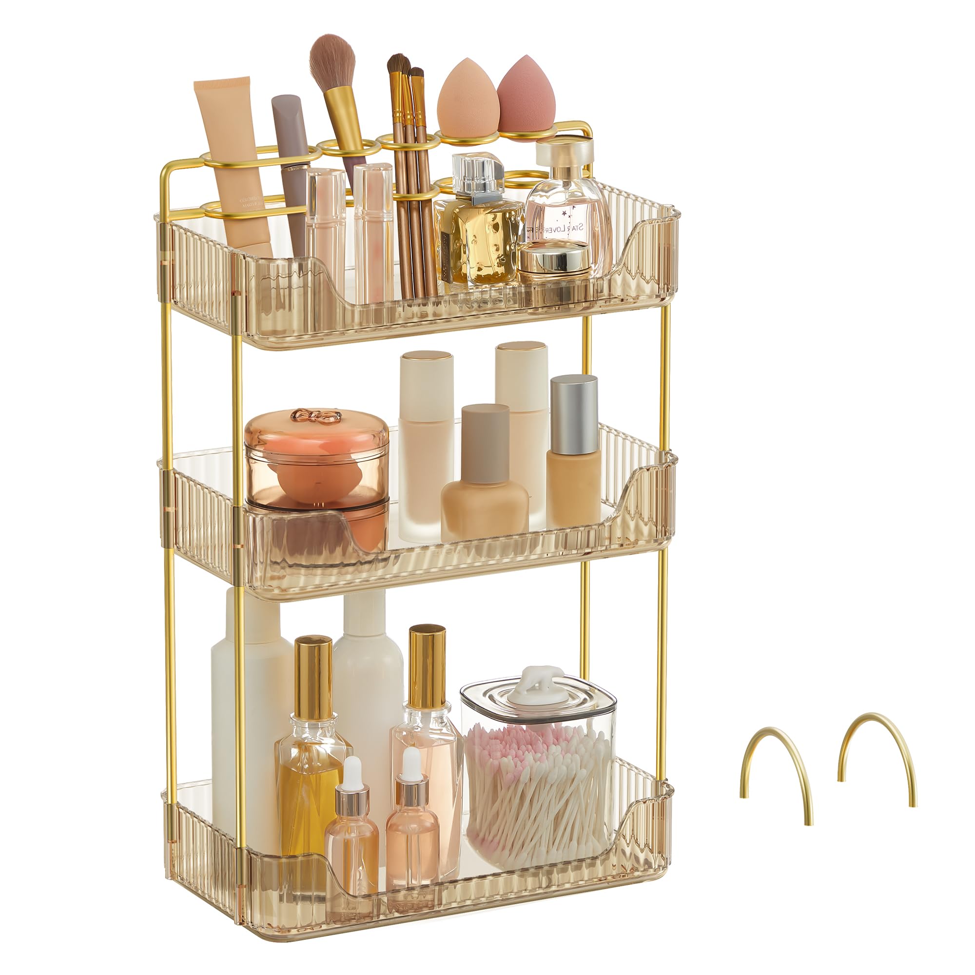 SONGMICS 3-Tier Makeup Organizer, Square, Customizable
