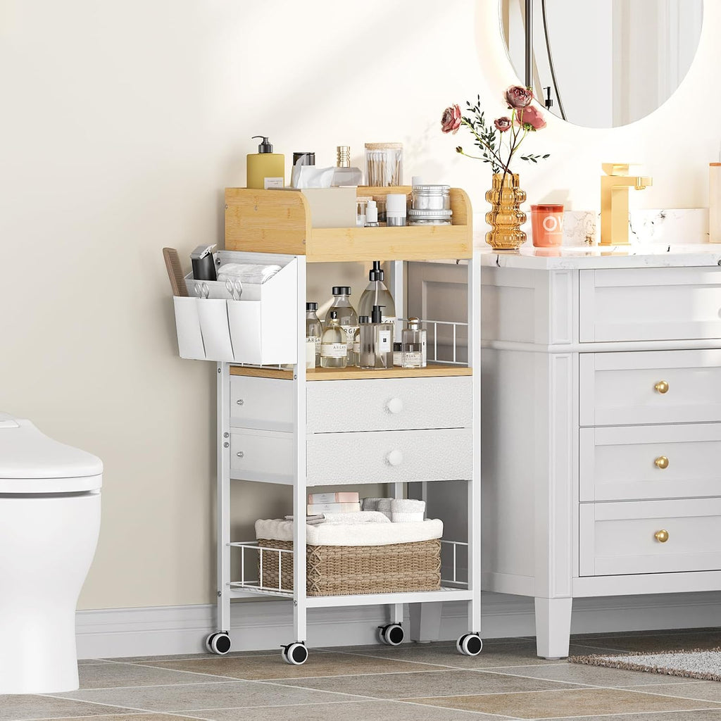 Snughome Makeup Organizer, Floor Skincare Organizers Cart with Drawers