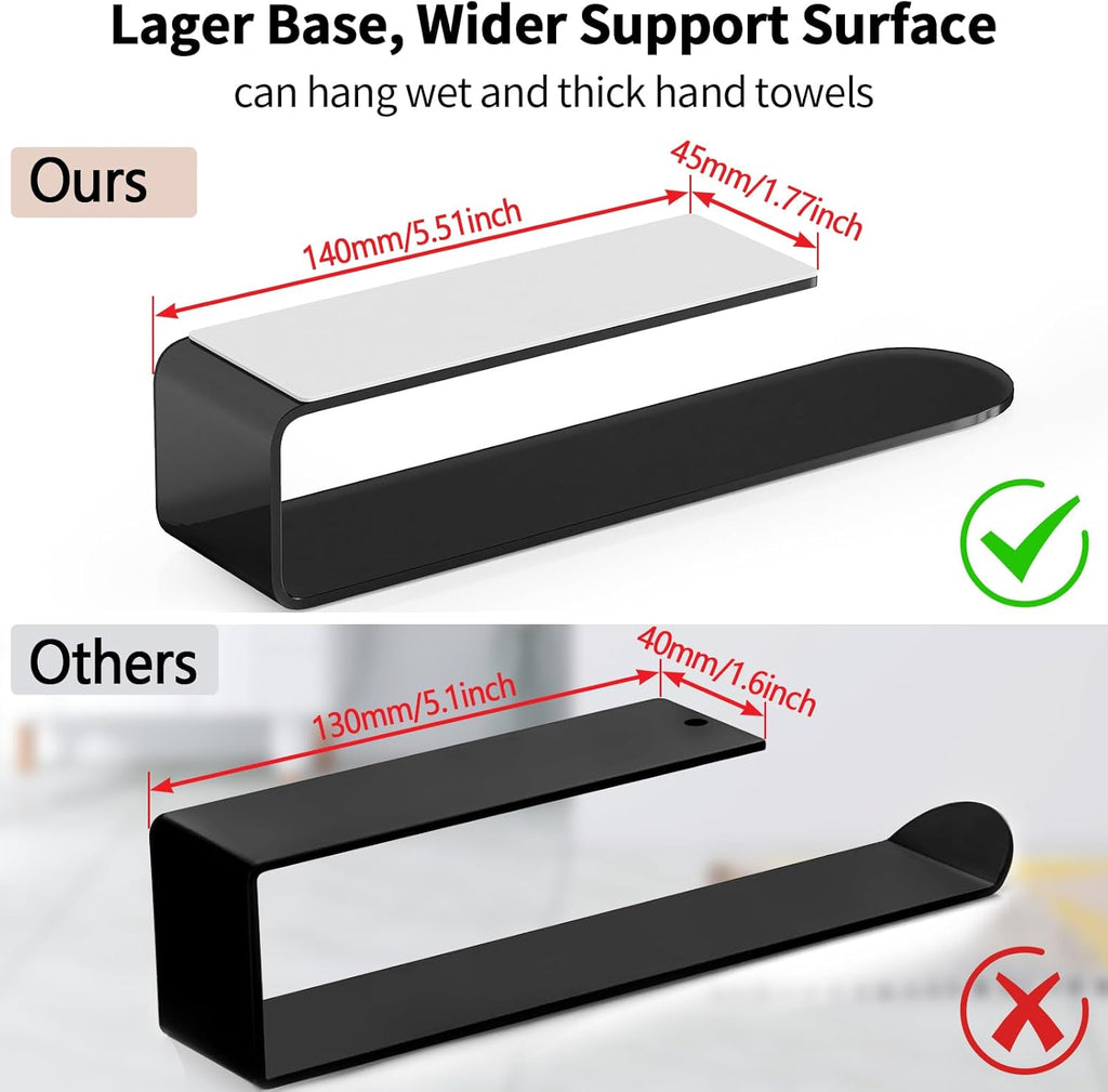 Bethom Hand Towel Holder, 8 Inch Self Adhesive Towel Racks Black, 2 Pack