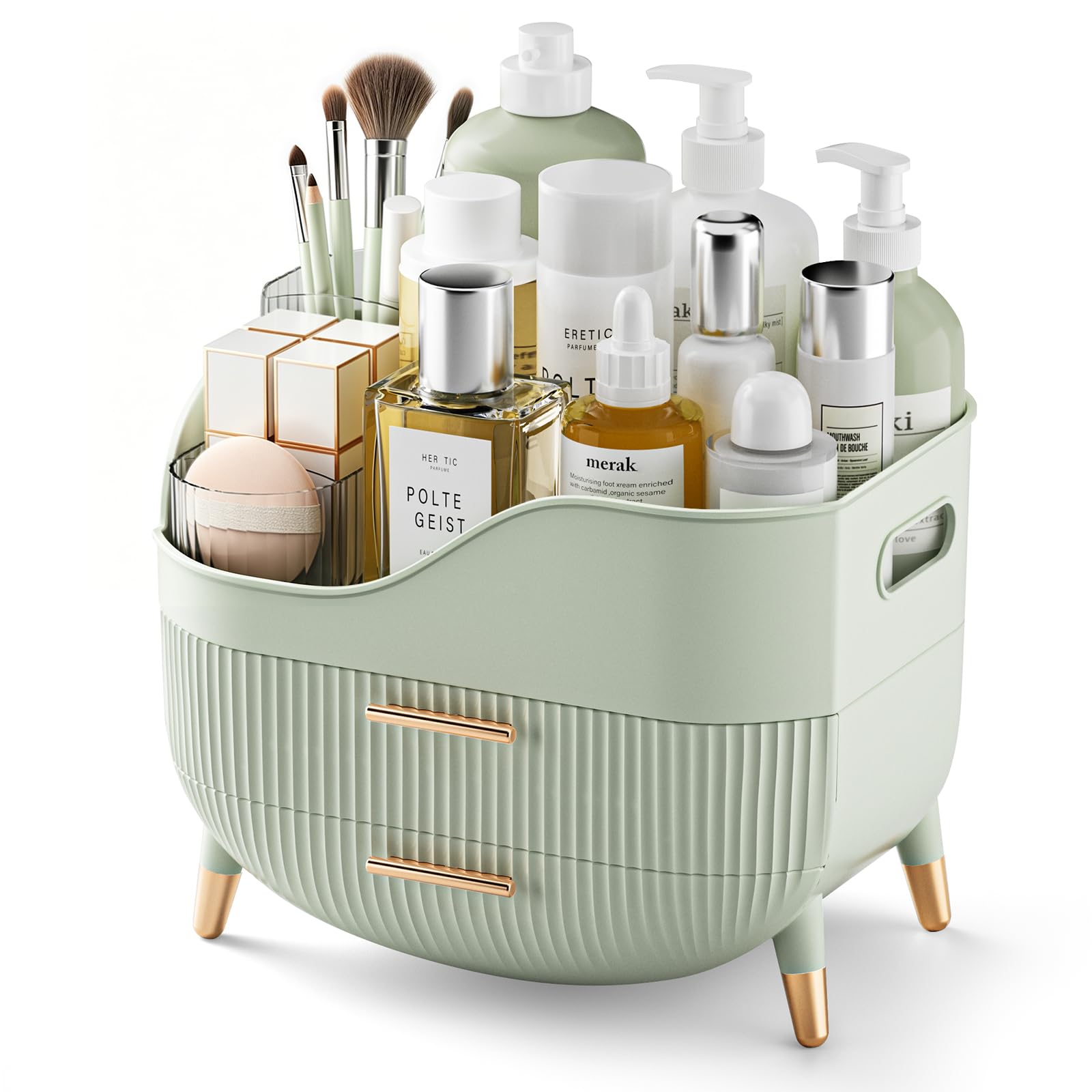 Pajiriona Makeup Organizer with Drawers,Skincare Organizer for Vanity,Storage Box with Handle,Large Cosmetic Display Case for Dresser, Bathroom Countertop