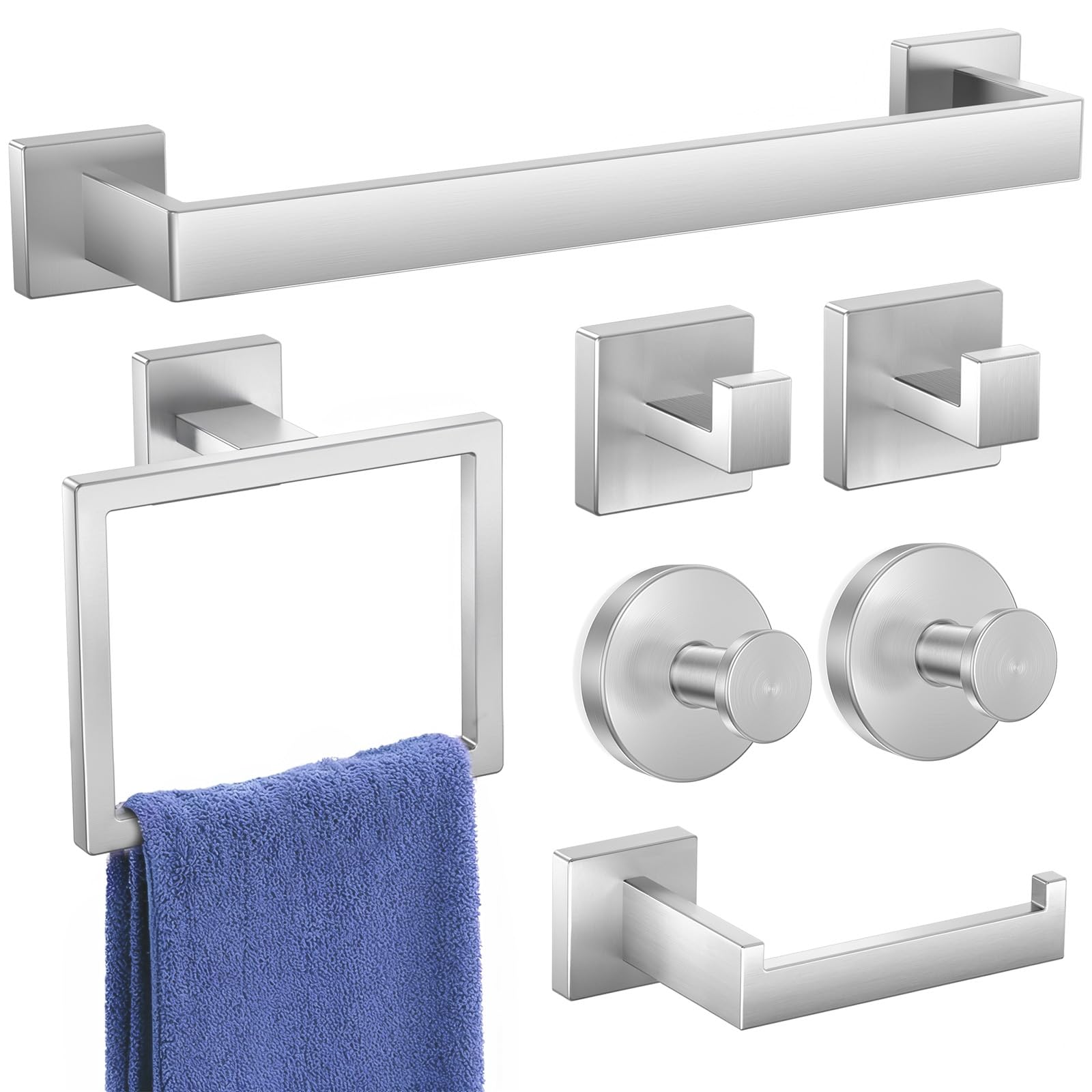 Bathroom Hardware Accessories Set: Bath Towel Bar Set, Towel Racks for Bathroom Wall Mounted, SUS304 Stainless Steel (Matte Black, 12-Pieces)