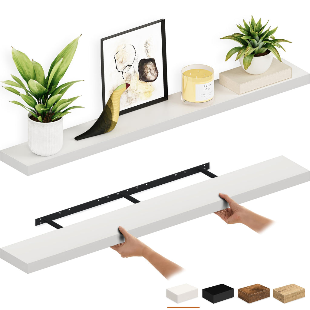 Ballucci Floating Shelf, 36" Hanging Shelf with Invisible Brackets, Wooden Floating Shelves for Walls, Book Shelf, Wall Shelves for Home Office, Bathroom, Living Room, 6 inch Deep, Gray