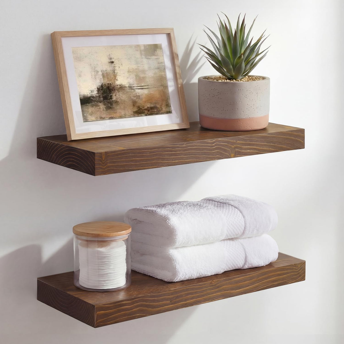 Homeforia 24 Inch Floating Shelves, High-End Solid Pine Wood, Set of 2