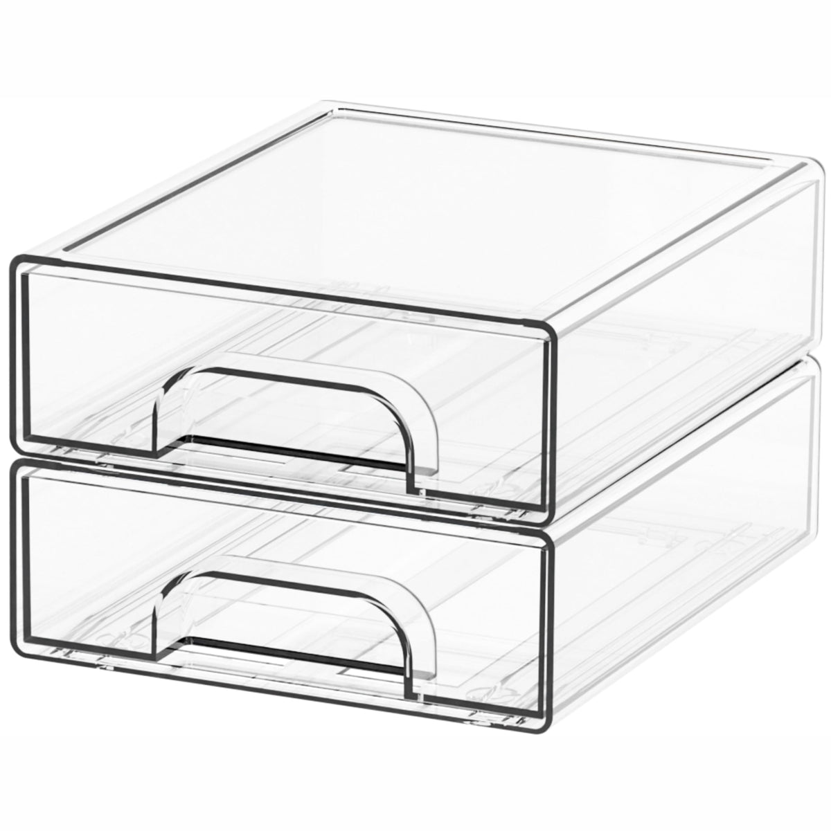 Yieach 4 Pack Clear Stackable Storage Drawers,4.4'' Tall Acrylic Drawer Containers for Organizing,Bathroom Organizers and Storage Bin Box,Plastic Makeup,Medicine Organizer Bins for Cabinet,Undersink