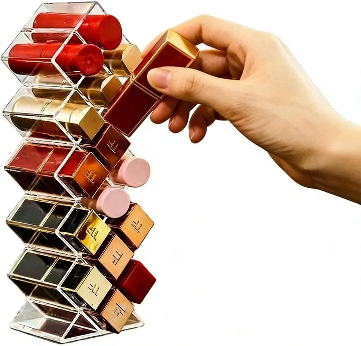 WECHENG Clear Plastic Acrylic Lipstick Organizer