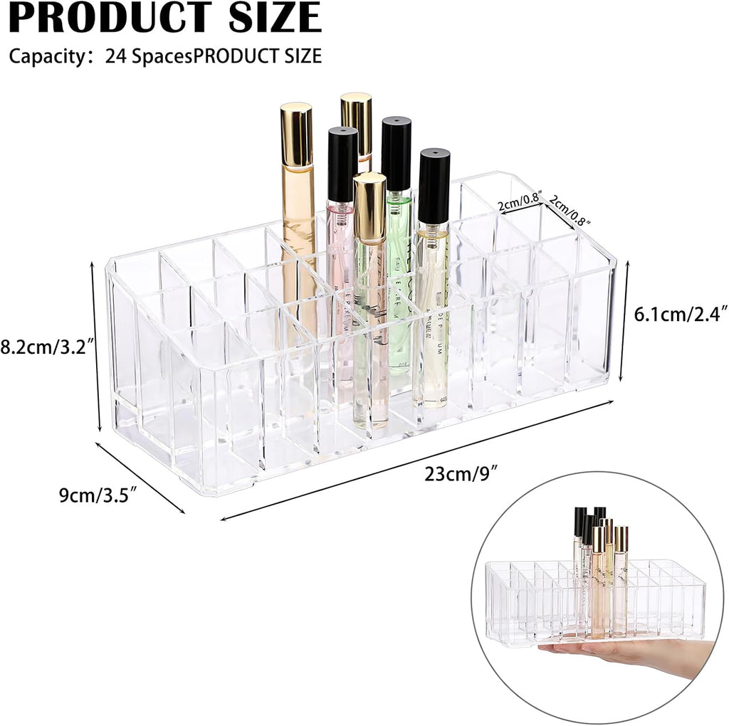 ELLDOO Rollerball Perfume Organizer, 24 Spaces Clear Acrylic