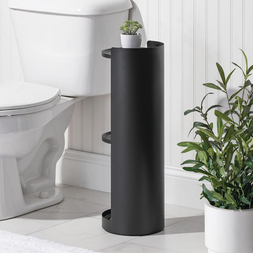 iDesign Freestanding 3-Tier Rotating Bathroom Organizer, Matte Black