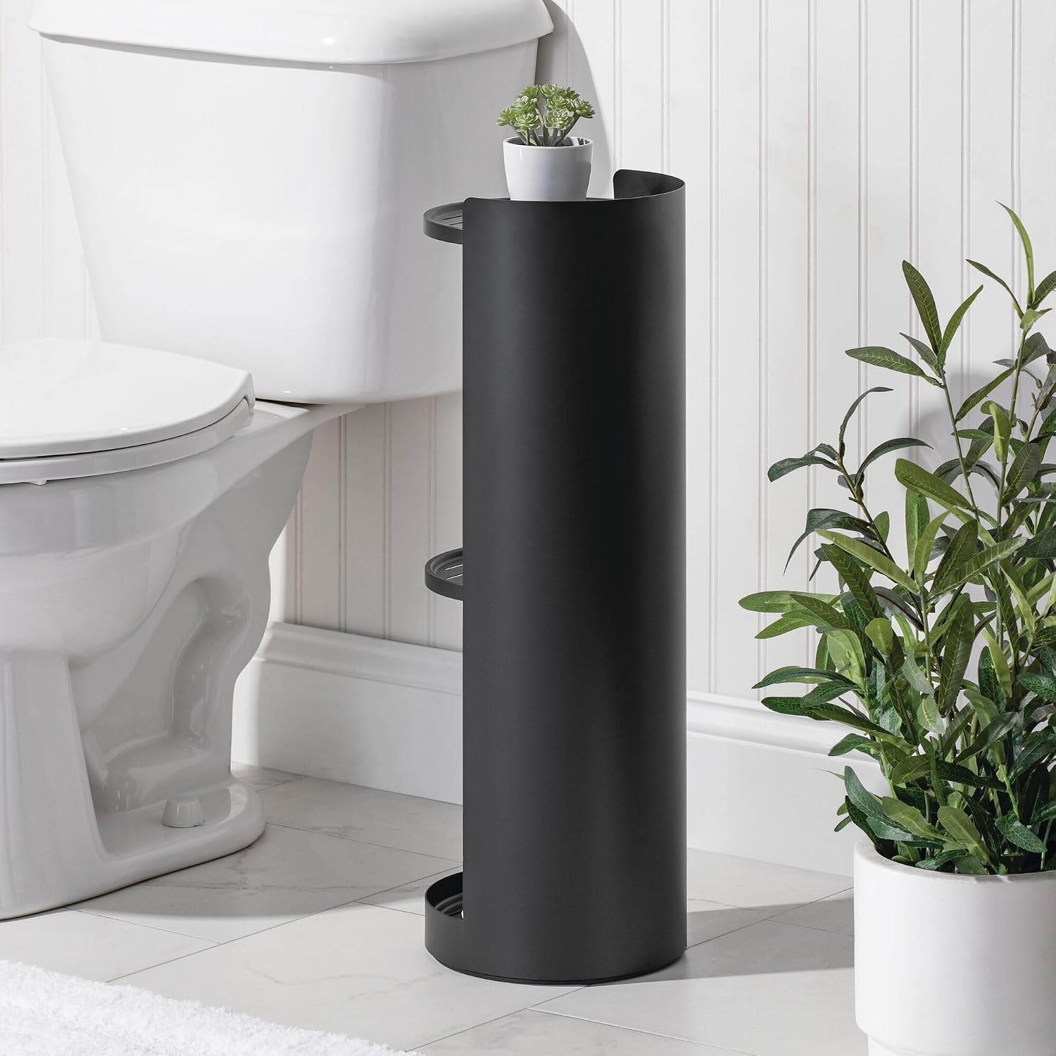 iDesign Freestanding 3-Tier Rotating Bathroom Organizer, Matte Black