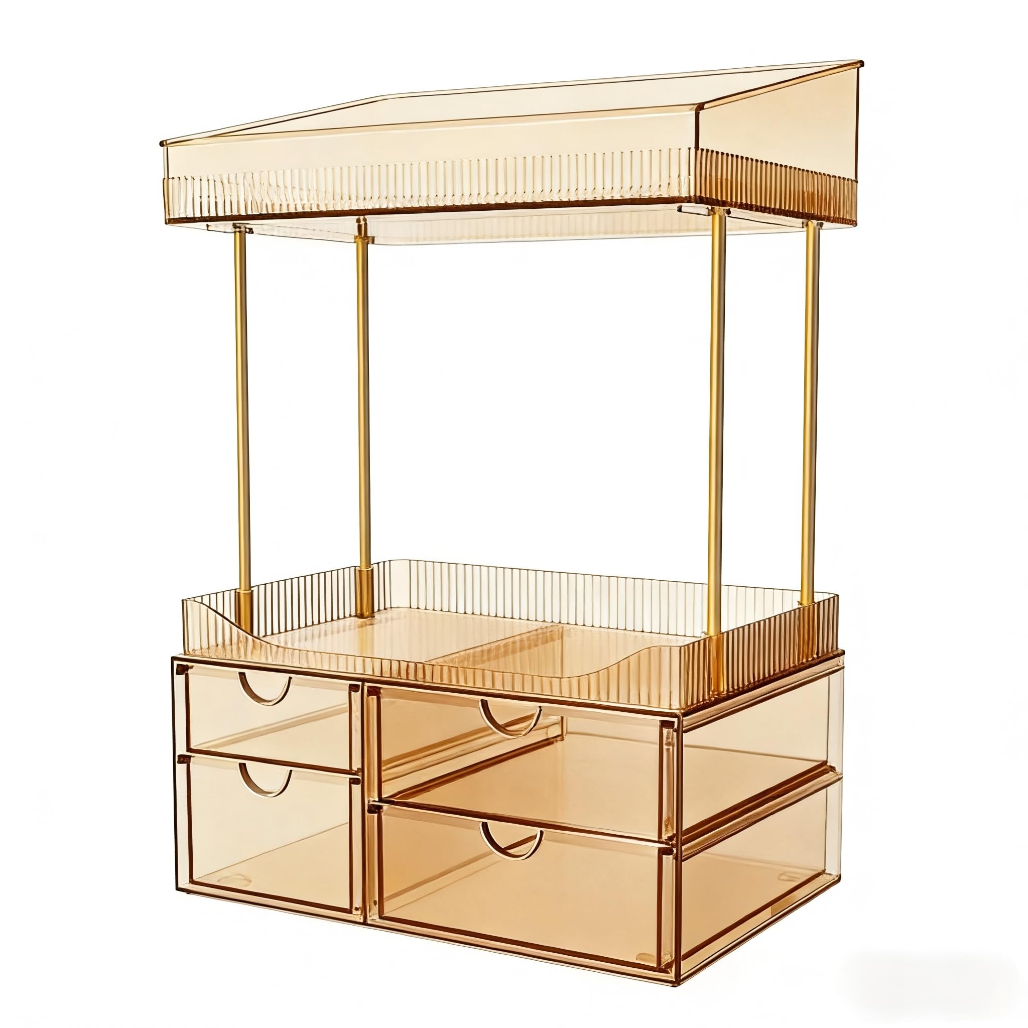 SNSLXH 4-Tier Clear Makeup Organizer Bathroom Storage