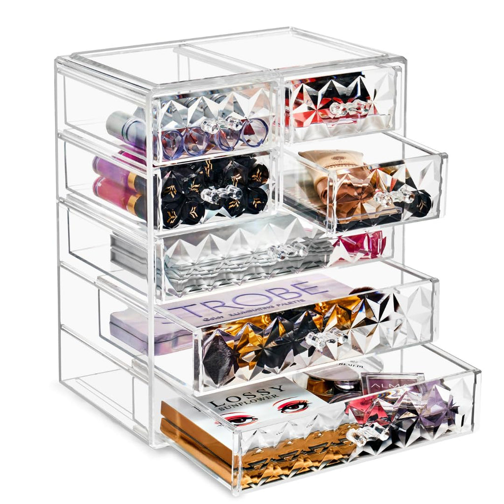 Sorbus 6-Drawer Makeup Organizer with Small & Wide Drawers (Clear)