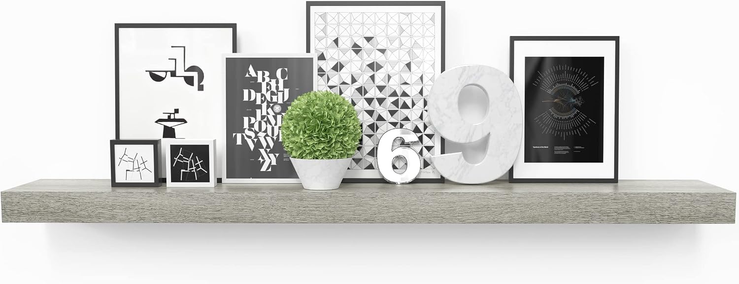 Ballucci Floating Shelf, 36" Hanging Shelf with Invisible Brackets, Wooden Floating Shelves for Walls, Book Shelf, Wall Shelves for Home Office, Bathroom, Living Room, 6 inch Deep, Gray