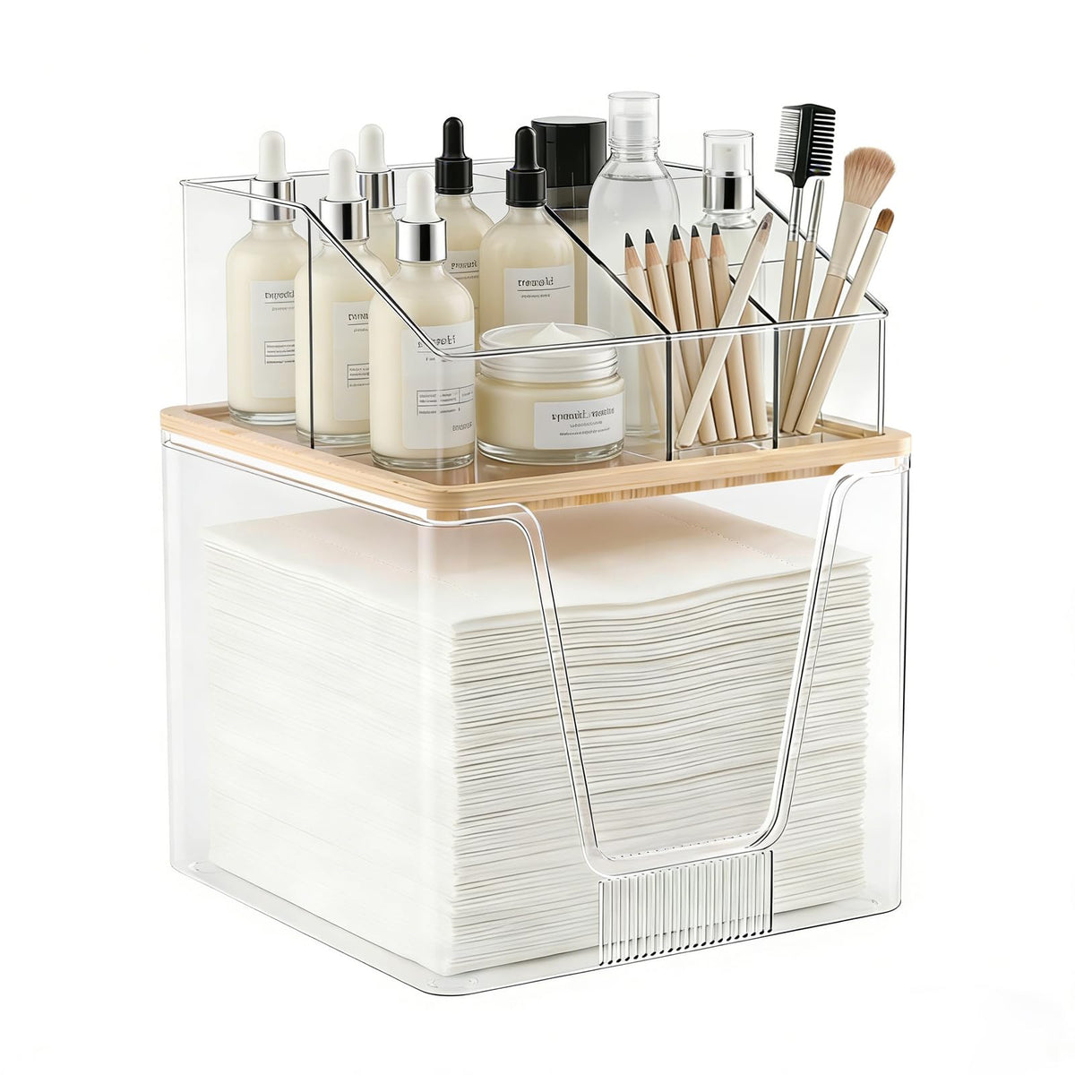 SPOSPO 2 in 1 Disposable Facial Towel Holder and Cosmetic Organizer