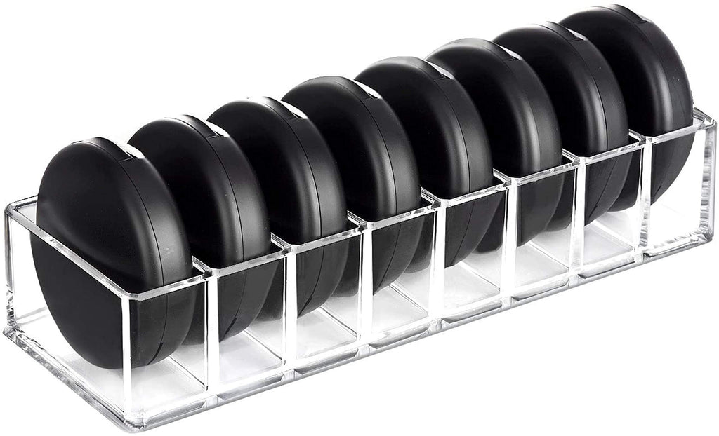 HBlife 2 Pack Clear Acrylic Makeup Compact Organizer, 8 Spaces Vanity Organizer Stand Eyeshadow Pallet Storage for Lipstick Bronzer Powder Highlighter, Skincare Cosmetic Display Cases for Bathroom