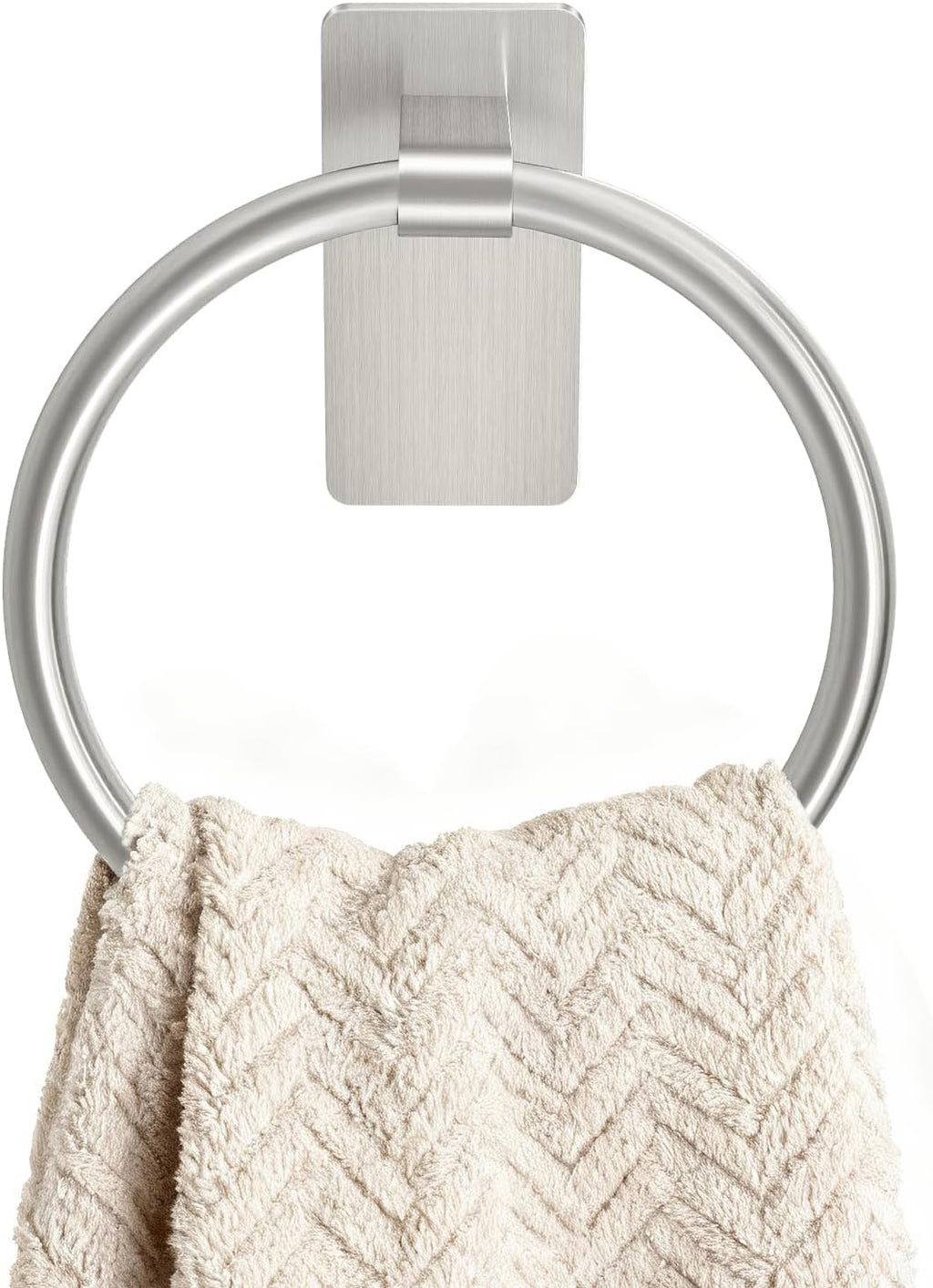 STWWO Hand Towel Holder for Bathroom, Brushed Nickel Towel Ring Adhesive