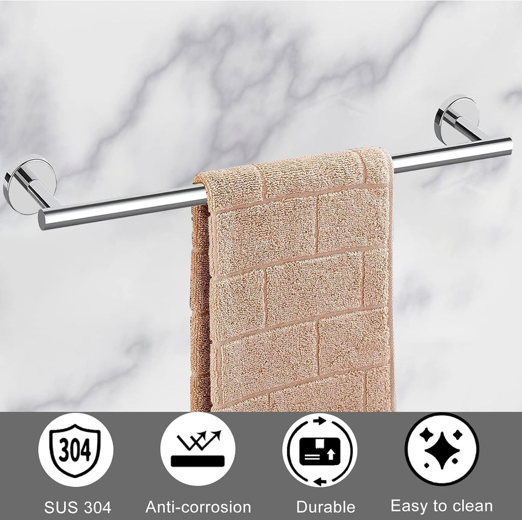 Cilee 8 Piece Polished Chrome Bathroom Hardware Set, 24inch Towel Bar Set