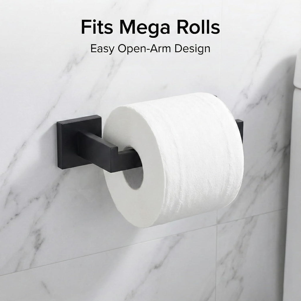 5-Piece Bathroom Hardware Set, 16 in Towel Bar, Matte Black