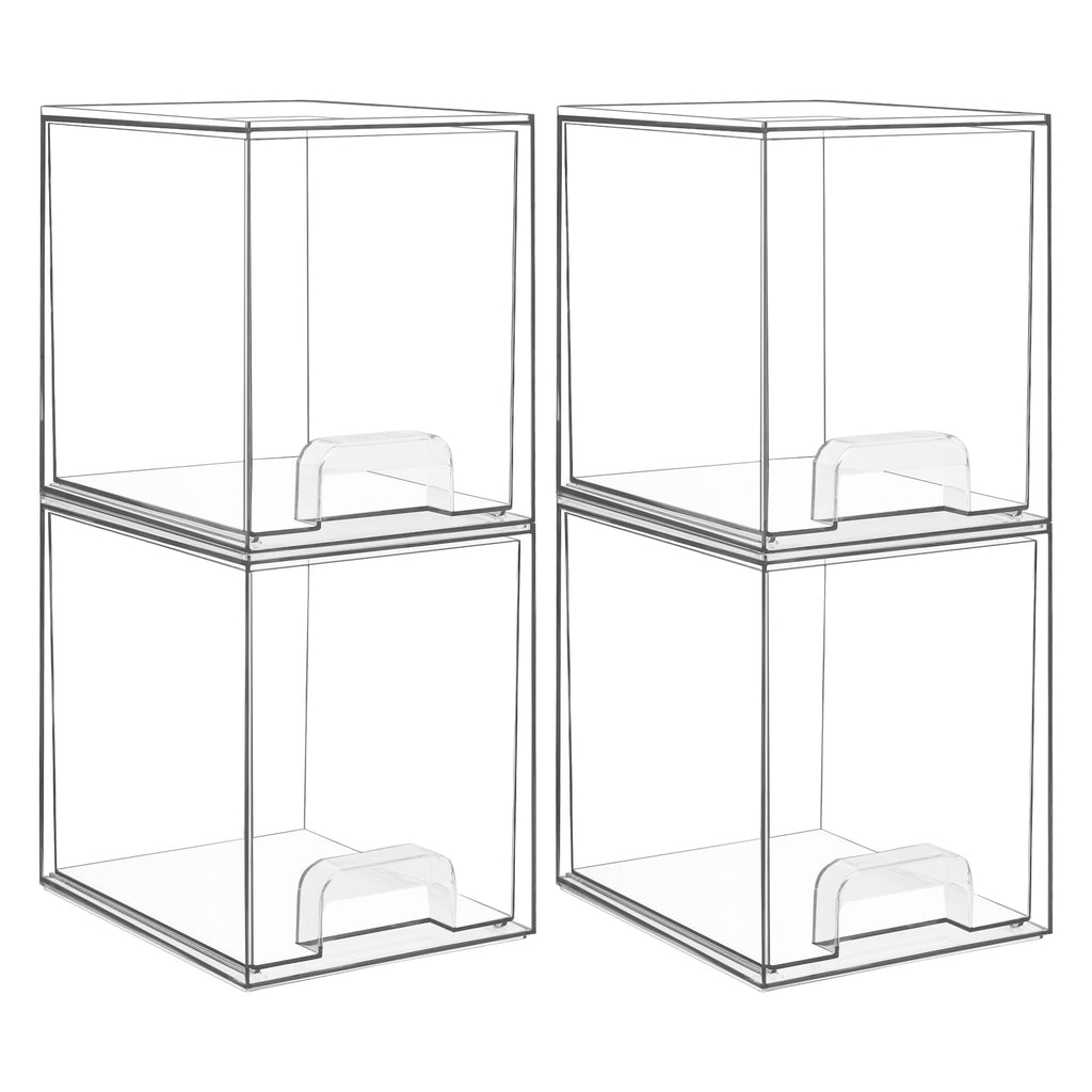 Vtopmart Clear Stackable Storage Drawers, 2 Pack Wide Plastic Organizers