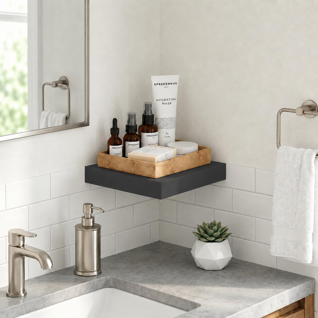 Furinno Tanna Floating Shelves for Wall, Bathroom Wall Shelf, Americano
