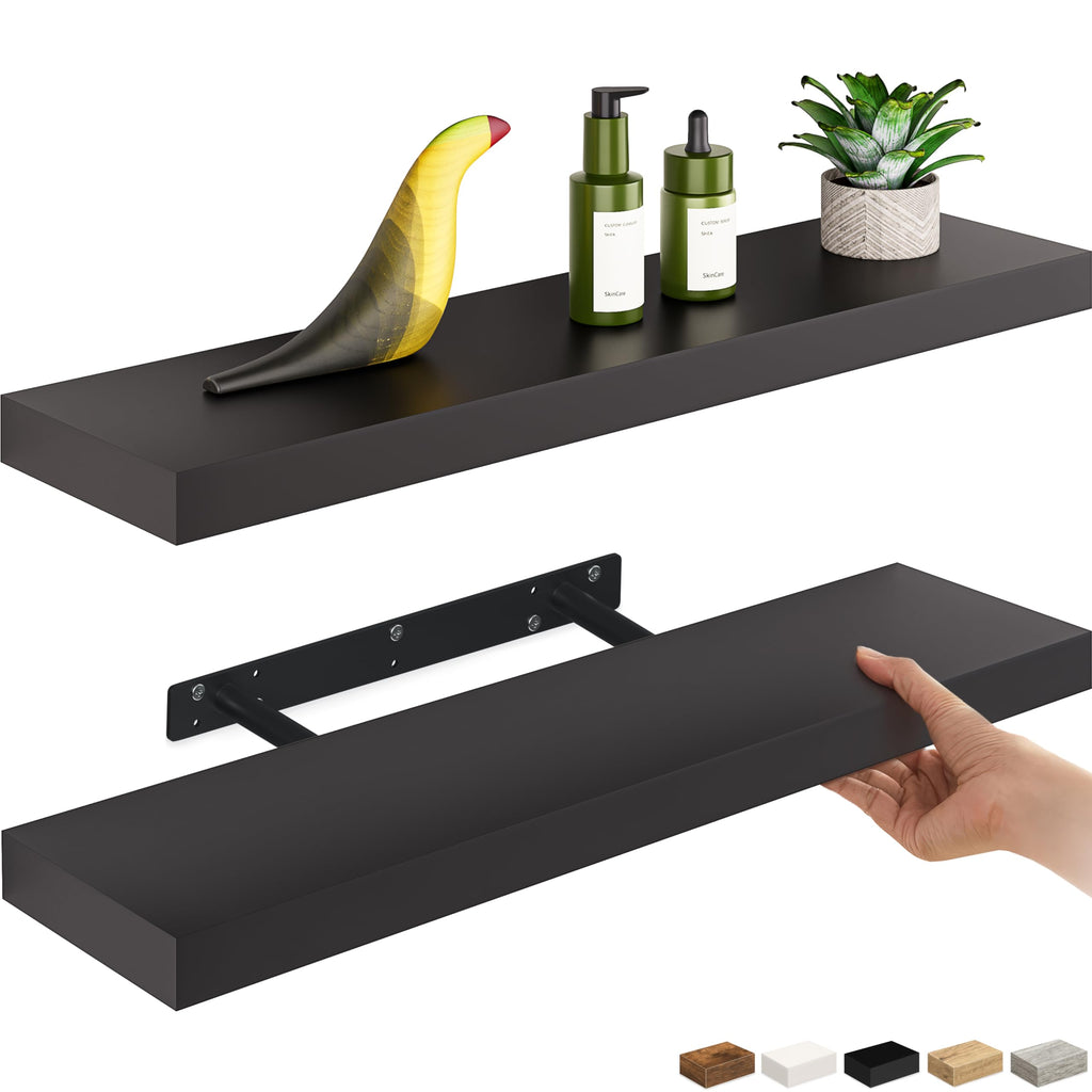 Ballucci Floating Shelf, 36" Hanging Shelf with Invisible Brackets, Wooden Floating Shelves for Walls, Book Shelf, Wall Shelves for Home Office, Bathroom, Living Room, 6 inch Deep, Gray