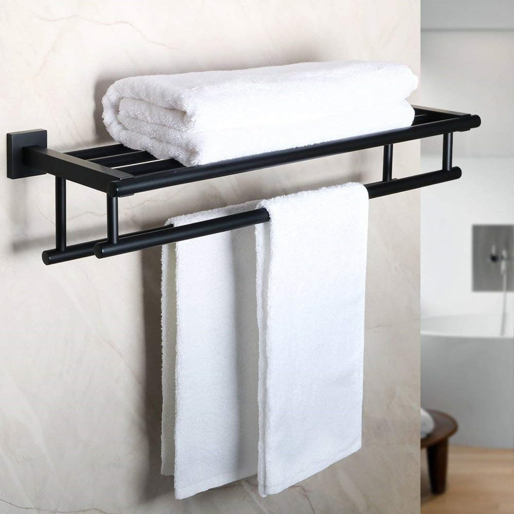 Alise Double Towel Rack for Bathroom Wall Mounted 24 Inch,Matte Black