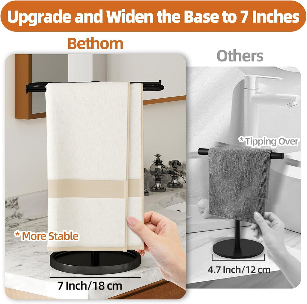 Bethom Hand Towel Holder Stand for Bathroom Countertop,S-Shape Bar,Black