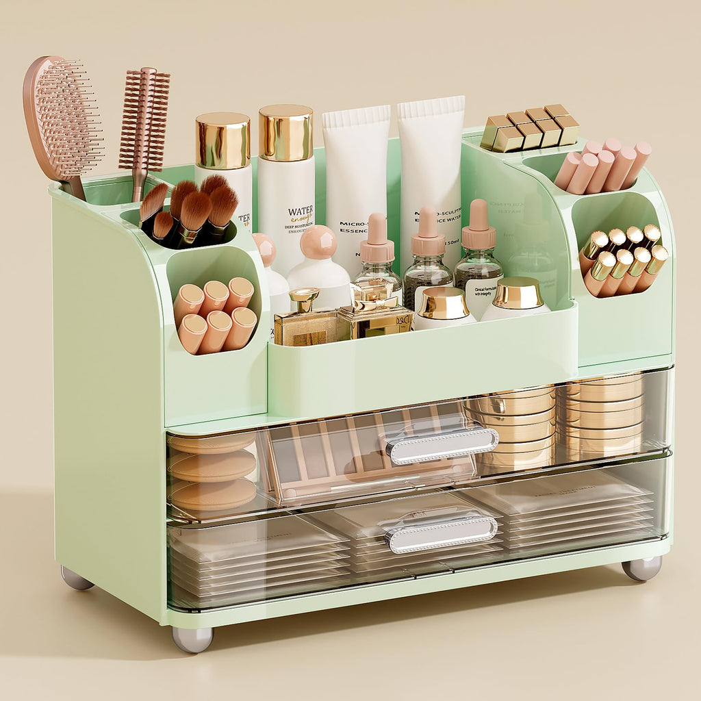 UFORU Makeup Organizer Countertop with 2 Large Drawers for Vanity Bathroom