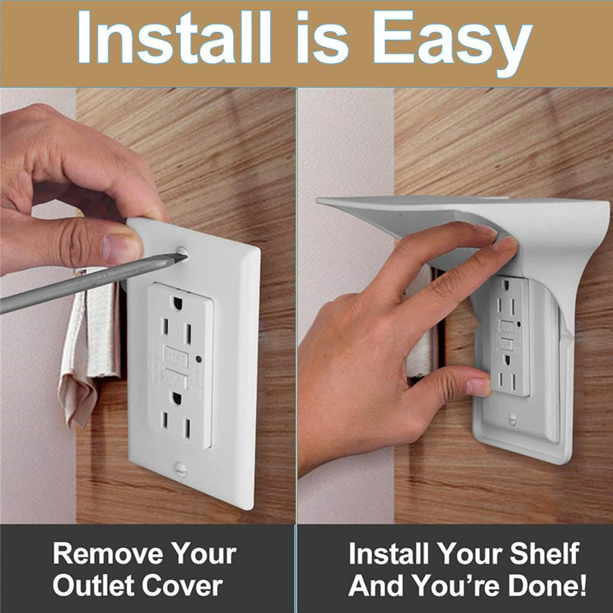 2 pack Double Wall Outlet Shelf with Cord Storage-wall outlet shelf, outlet shelf storage Perfect for Bathroom,Bedrooms -outlet shelf-wall outlet extender with shelf-Home outlet with shelf (white)