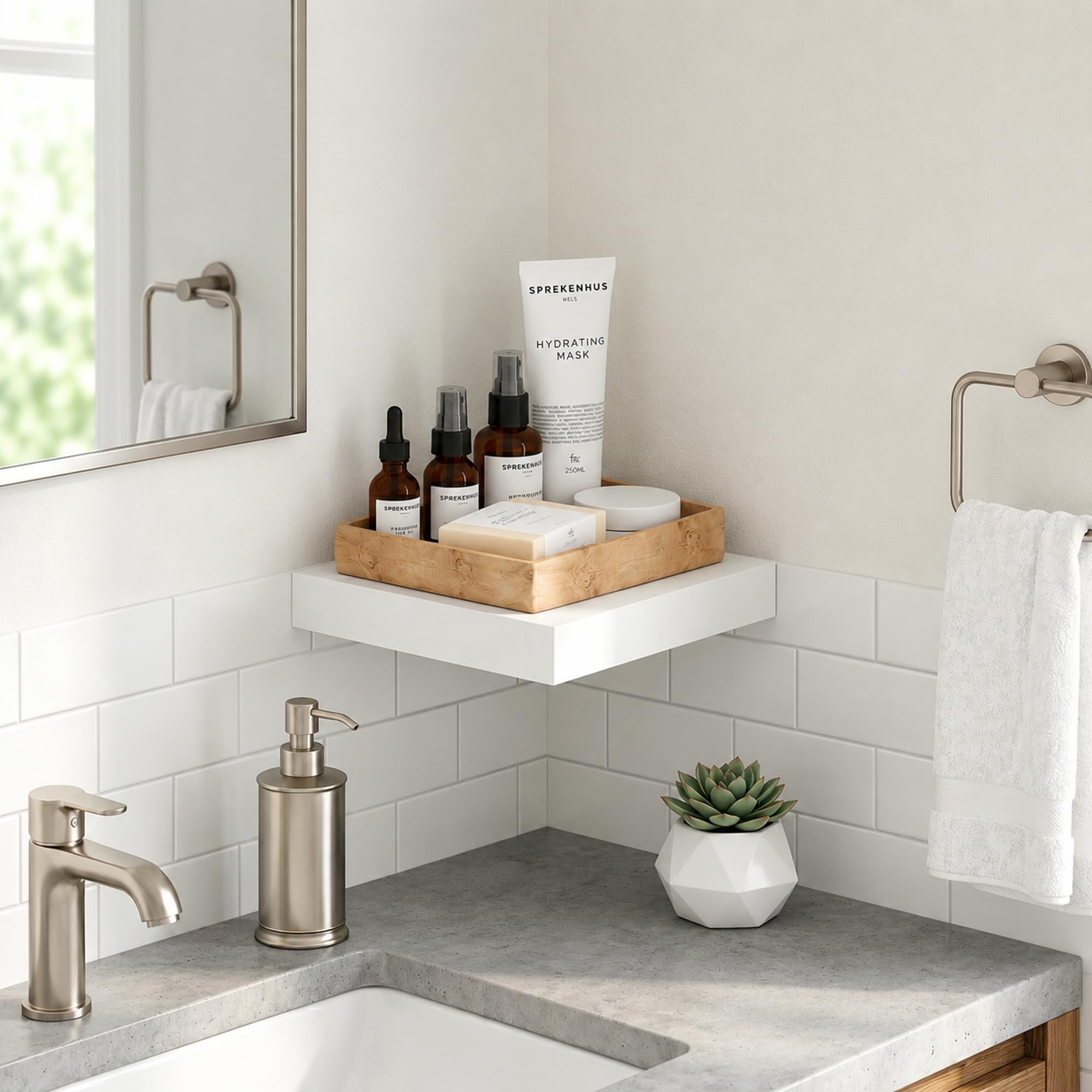 Furinno Tanna Floating Shelves for Wall, Bathroom Wall Shelf, Americano